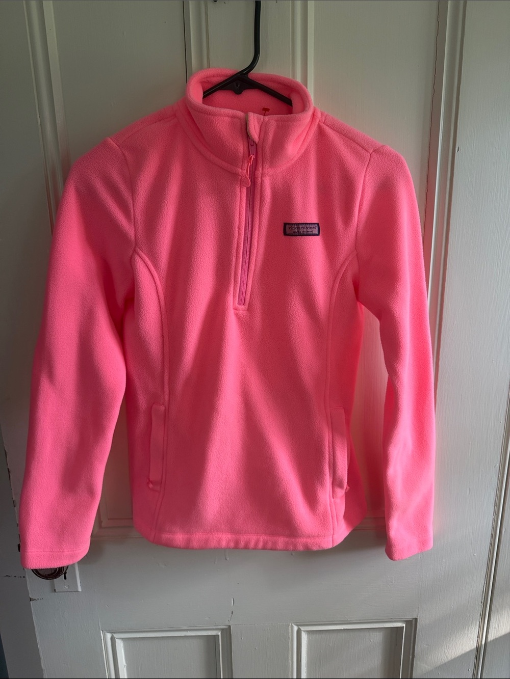 Vineyard Vines Bright Pink Fleece Quarter-Zip Pullover
